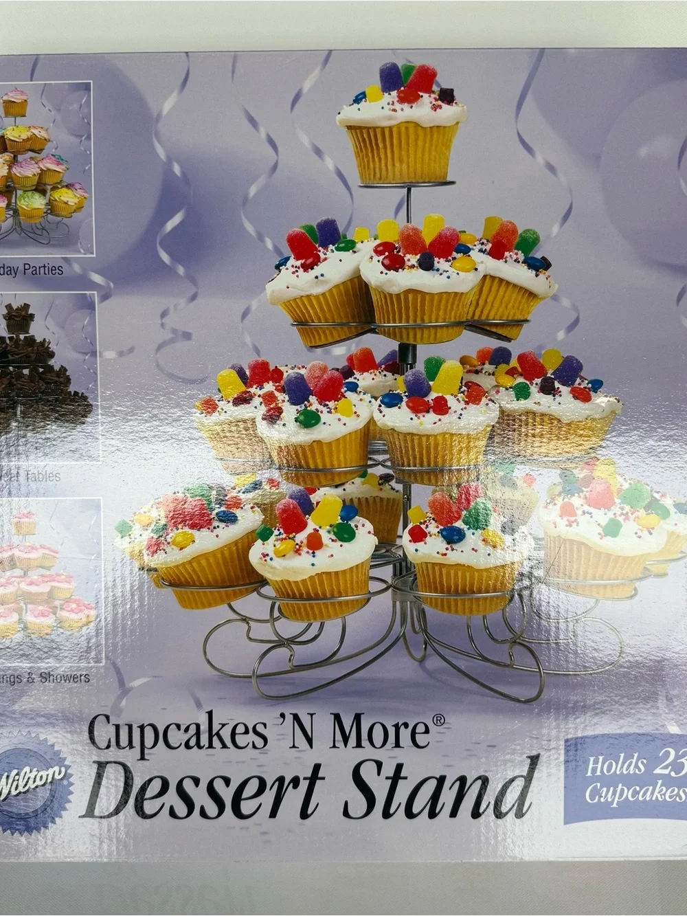 Wilton Dessert Stand with Silver Finish and Multicolor Cupcakes